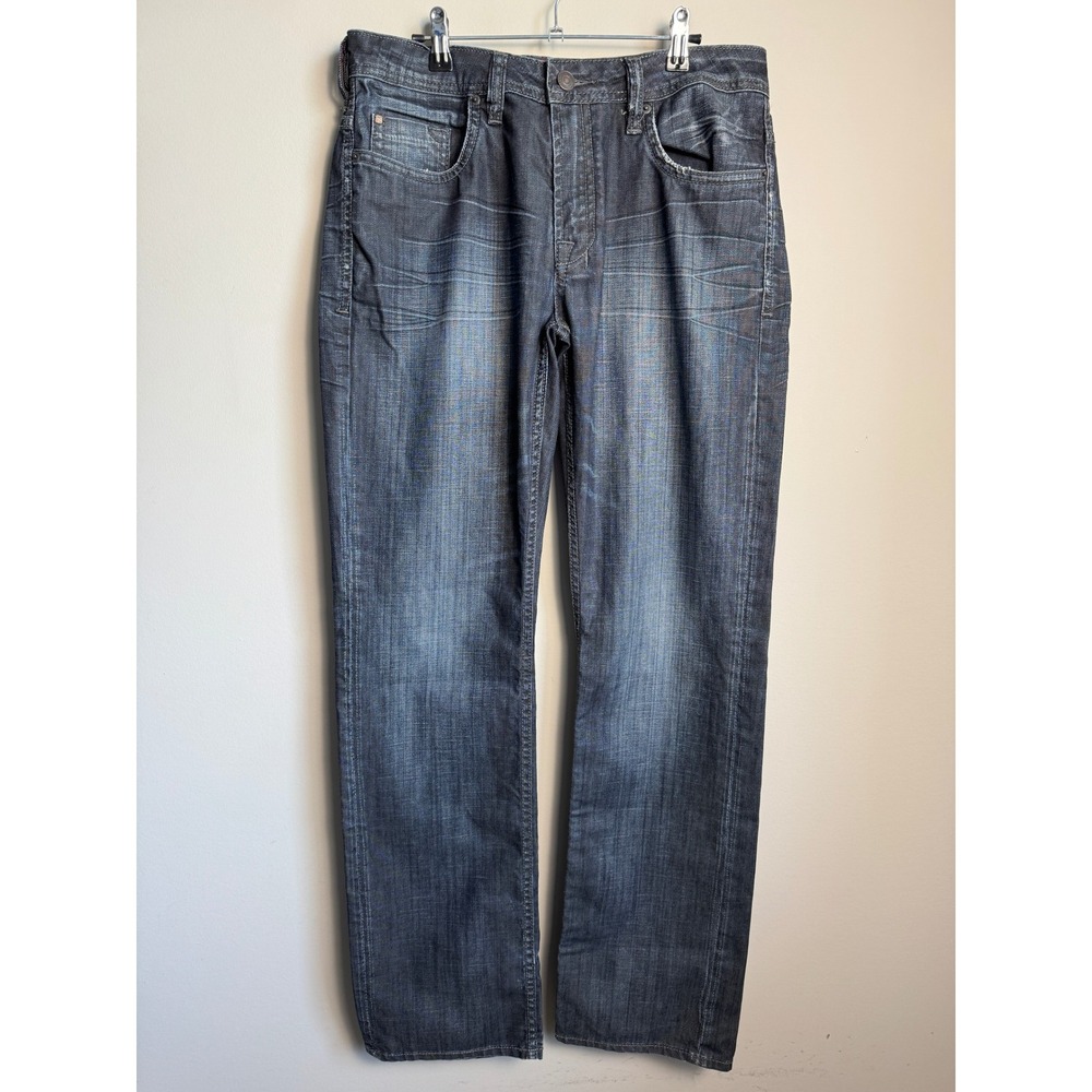 Buffalo Driven Basic Mens Dark Wash Straight Leg Jeans 34x34 Casual Whiskered